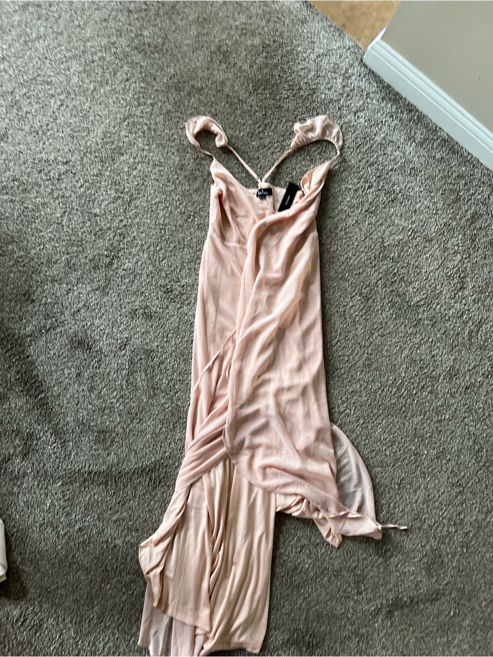 Lulu's Blush Pink Satin Slip Maxi Dress